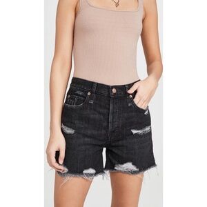 Free People Bermudas Shorts Makai High Waisted Cut Off Washed Black 25 Cotton